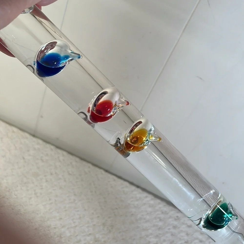Galileo Teardrop Glass 4 Vial Standing Thermometer